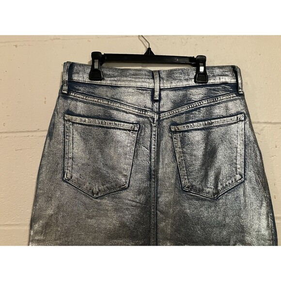 ANA A New Approach Womens Sz 6 Denim Jean Midi Skirt Metallic Effect NWT - Picture 9 of 13